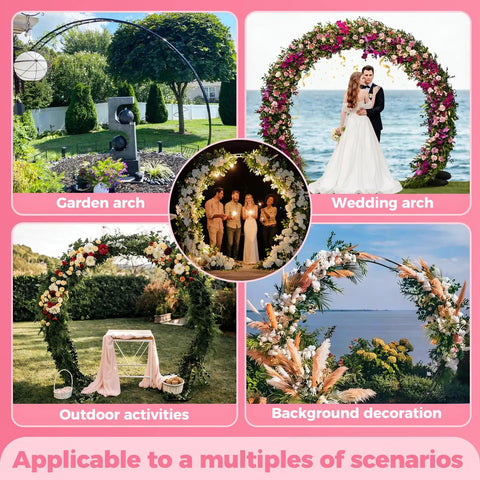 Massive Metal Garden Arch Trellis For Weddings And Parties 8 By 7 Feet Heavy Duty Arch Frame with floral decorations and couples
