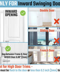 Diagram showing Triple Pack Door Reinforcement Lock installation for inward swinging doors, not suitable for double, sliding, or French doors.