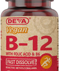 High Potency Vegan B12 Tablets With Folic Acid and B6 For Steady Energy And Brain Boost Fast Dissolving Tabs 90 Count bottle