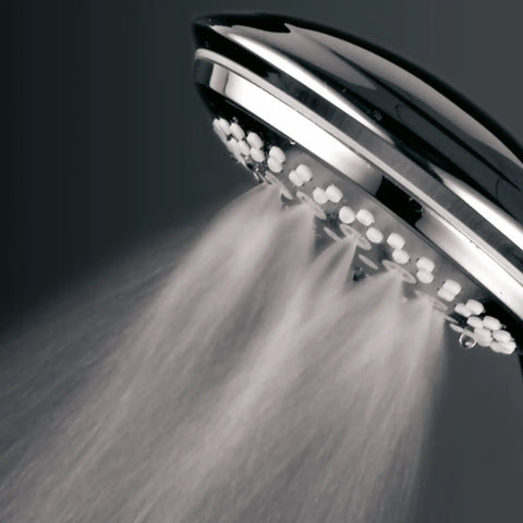 Close-up of handheld head from Three Way Shower Combo With No-Drill Instant Mount Slide Bar, Overhead And Handheld Heads