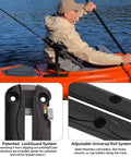 All Water Ready Kayak Fishing Rail System With Manual Lock Dual End Guard For Easy Install Holds Rod Holders And Fish Finders Cups Fits Yaks Jon Boats And Small Boats 2 Pack on orange kayak