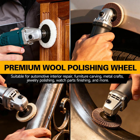 Heavy Duty 3 Inch Wool Felt Polishing Pads For Angle Grinders, polishing metal and wooden surfaces with angle grinder.