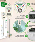 7 In 1 Soil Test Kit For Home Gardeners And Lawn Care With Moisture, pH, Temperature, Sunlight, Humidity And Fertility Meter, Built In 1.6 Inch Sensor, One Button Mode Switch For Easy Indoor Outdoor Plant Diagnostics, white probe meter and box