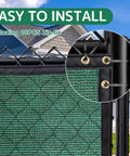 Six Foot By Fifty Foot Fence Privacy Screen For Outdoors with brass grommets and zip-ties on chain-link fence close-up