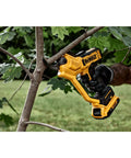 Go To Cordless 20V Pruning Shears With 1.5 Inch Cutting Capacity Nonstick Blades For Quick Smooth Cuts Ergonomic Comfort Grip Up To 1,100 Cuts Per Charge Great For Small Branches Shrubs Flowers And Fruit, cutting a tree branch