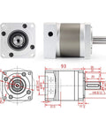 NEMA 23 Stepper Motor Planetary Gearbox Speed Reducer 50:1 IP65 With 7 Arc-Min Backlash 8mm Shaft 57mm Flange 3000 RPM diagram