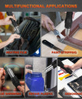 Hot Air Rework Station With Soldering Capability And Airflow Adjustable Fast Warm Up In 3 To 5 Seconds Digital LED Display Desoldering Tool in use for heating film, paint stripping, wire shrink, plastic repair, and debonding.