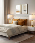 Set Of 2 Dope Gold Table Lamps With USB A And C Ports And Built In Night Light Top Table Lamp Plus Bottom Night Light on nightstands