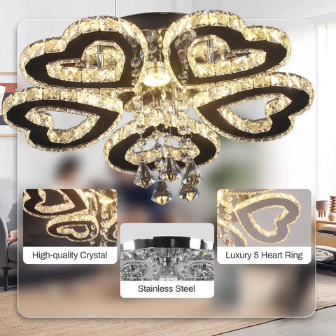 Dope Crystal Flower Chandelier LED Ceiling Light Modern Flush Mount 13.4 Inch Diameter Cool White 6000K 29W design