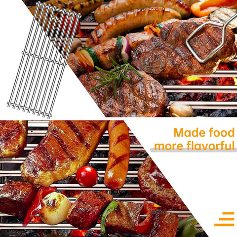 Heavy Duty Thick 9Mm Stainless Steel Cooking Grates Four Pack Heat Plates Flame Tamers For Blaze Grill Replacements shown cooking meats.