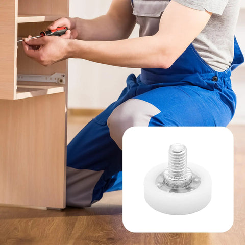 8 Pack 19mm Nylon Drawer Rollers With Ball Bearings And M6x1 Studs Sweet Replacement Wheels For Smooth Dead Quiet Gliding Fixes Squeaky Cabinet Doors And Filing Drawers Fast, installer working on cabinet.