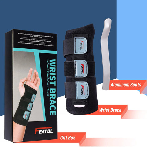 Wrist Brace For Carpal Tunnel And Night Time Pain Relief With Splints Adjustable Right Hand Brace packaging and contents