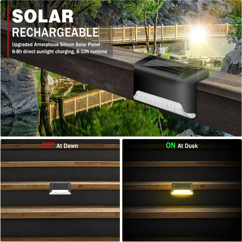 20 Pack LED Outdoor Solar Lights For Deck Fence Steps And Patio, Waterproof Warm White 3000K with auto on off sensor