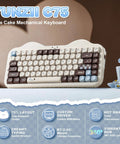 Killer 75 Percent Wireless Mechanical Keyboard With Cute Cake Theme And Compact Layout Featuring Smooth Choco And Candy Switches For A Sweet Gaming Setup And Dope Desk Vibes viewed from front with pastel keys and RGB lighting.