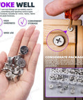 100 Piece Tough As Nails Cam Lock Furniture Connector Kit With Four Sizes for securing wooden panels and convenient storage.