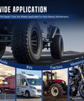 Vehicles showing the wide application of the Pro Grade Tire Patch Repair Kit With Tungsten Steel Buffing Wheels And Patch Roller