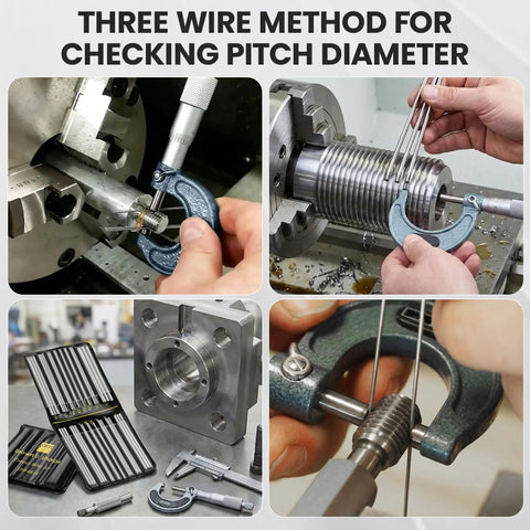 Pro Grade Thread Measuring Wire Set With Portable Holder 0.5mm To 6mm Range 16 Diameters for checking thread pitch on a lathe