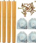 Wooden Table Leg Replacement Set for Dining Tables and Dressers with Stainless Steel Hardware, screws, and plates