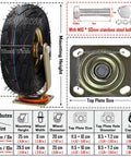 Heavy Duty Pneumatic Swivel Caster Wheels 4 Pack with 8-inch rubber tires and steel mounting plate for carts and dollies.