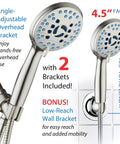 High Pressure Handheld Shower Head With 8 Modes And Anti Clog Nozzles, built in power wash for tub tile and pets, includes brackets