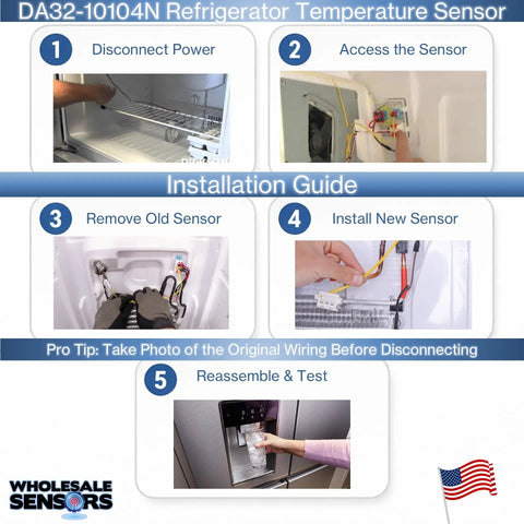 Installation guide for Premium Replacement Refrigerator Temperature Sensor For DA32-10104N And DA32-10104V AP4979
