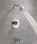 Modern Single-Handle Chrome Tub And Shower Trim Kit And With Single-Spray Touch-Clean Shower Head Valve Not Included Rough-In Sold Separately Durable Shower Fixture