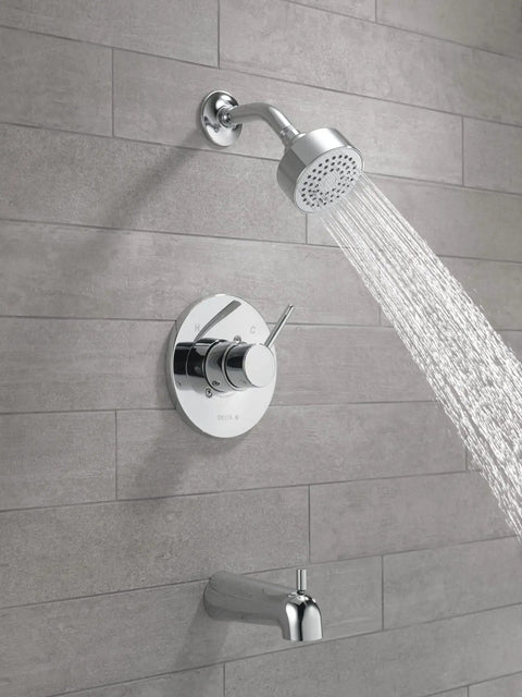 Modern Single-Handle Chrome Tub And Shower Trim Kit And With Single-Spray Touch-Clean Shower Head Valve Not Included Rough-In Sold Separately Durable Shower Fixture