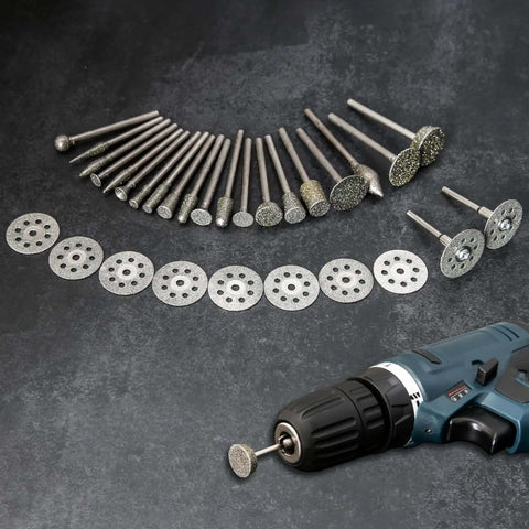 Pro Grade Diamond Burr Set For Rotary Tools 32Pc 1/8 Inch Shank Grinding And Engraving Bits For Stone Glass Tile Jewelry Metal Masonry