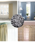 100 Pack Clear Plastic Roman Blind Curtain Rings Slick O Ring Clip Loops Heavy Duty Transparent Window Treatment Hardware in use with curtains.