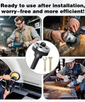 Drill To Angle Grinder Conversion Kit With Connecting Rods Dual Pack Attachments Ten Drill Arbor Mandrels Replacement Flange Nuts And Spanner Wrench 10mm Adapter in use by various workers showing grinding and polishing