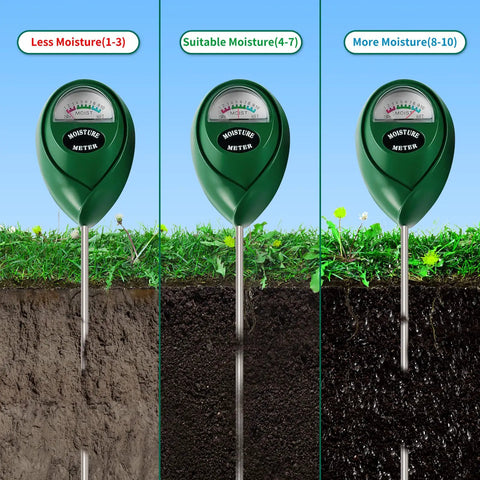 Soil Moisture Meter For Lawn And Garden Care, Accurate Hygrometer Sensor in three soil conditions with 10.23 inch probe, Green