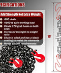 G80 Transport Binder Chain Five Sixteenth Inch Ten Foot With Clevis Grab Hooks For Beefed Up Heavy Duty Tow And Tie Down Securement 4900 Lbs Safe Working Load Binding Equipment coiled and detailed