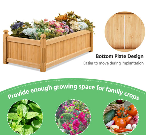 Two Pack 46 Inch Raised Garden Bed Kit Wooden Rectangular Planter For Outdoor Yard And Greenhouse Low Maintenance And Perfect For Vegetables Flowers And Herbs Light Brown Finish Durable Fir Wood