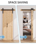 No Assembly Bi Fold Barn Door Set 30x84 With 36 Inch Hardware Kit For Two Doors Unfinished Solid Spruce Wood Panels Installed