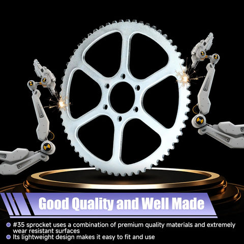 60 Tooth Sprocket For 35 Chain Ride Ready Heavy Duty Fits Coleman Mini Bike CT100U CC100X Baja DB30 on display with robotic arms