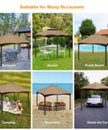 Replacement Canopy Top For 10x12 Gazebo With Double Tier Roof And Air Vent Heavy Duty Waterproof Khaki Cover at various locations