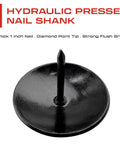 Front view of single nail from Hammered Black 1.5 Inch Clavo Nails Set Of 50 For Woodwork And Furniture, with diamond point tip.