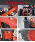 Detailed collage of 15HP Mini Tractor With Dual Electric And Manual Start For All Weather Reliability, Water Cooled, Compact Workhorse Farm Tractor parts