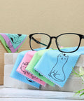 Sinmoe 20-pack microfiber cleaning cloths with cute kitty design; pastel colors, 6x6 in, for eyeglasses and screens