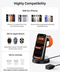 3 In 1 Wireless Charging Station For iPhone Apple Watch And AirPods No Fuss All In One USB-C Dock with devices shown