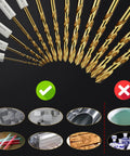 30Pcs HSS Titanium Drill Bit Set With Quick Change Shank For Sheet Metal Wood And Plastic, various drill bits displayed