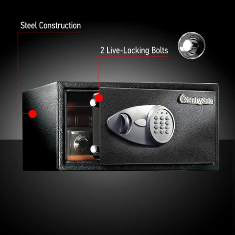 Digital Keypad Safe For Money, Jewelry And Documents, 0.98 Cu Ft Steel Safe With Interior Lining And Bolt Down Kit, front view