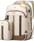 Frontier Friendly Under Seat Personal Item Backpack For Women Waterproof Travel Bag With Luggage Tag And Rain Cover Fits 17.3 Inch Laptops Lightweight TSA Approved Two Piece Set in beige