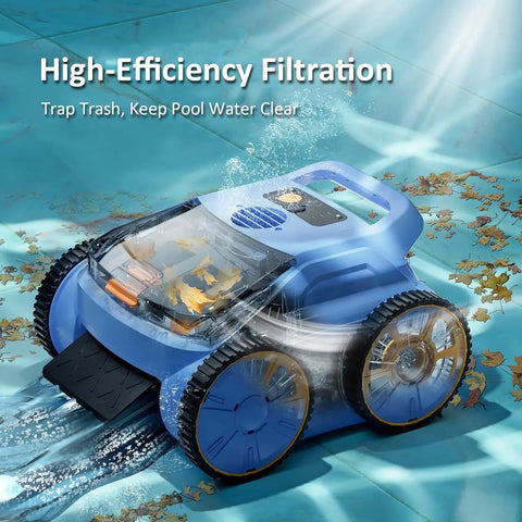 Hands Free Cordless Robotic Pool Cleaner With 180 Minutes Runtime Self Parking Wall Climbing Ideal for Above Ground Pools