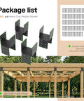 Four Pack 4x4 Post Pergola Brackets For Wood Deck Mounting Built To Last Gazebos Carports Treehouses Steel Powder Coated Black Finish