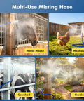 Adjustable Outdoor Misters for Patio 360 Degree Misting Cooling System With 8 Brass Nozzles, 6Ft Hose in barn, coop, garden