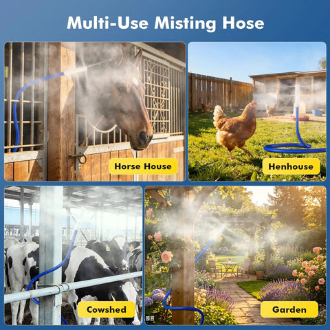 Adjustable Outdoor Misters for Patio 360 Degree Misting Cooling System With 8 Brass Nozzles, 6Ft Hose in barn, coop, garden
