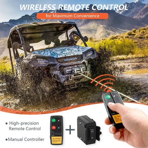 Beefed Up Electric Winch 3500 Lb 12V DC For ATV UTV With Wireless Remote in muddy terrain