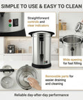 Heavy Duty 120 Cup Coffee Urn With 18 Liter Stainless Steel Construction Electric Hot Beverage Dispenser in kitchen setup