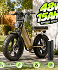 All Terrain Fat Tire Electric Bike For Adults With 1500W Peak Motor 48V 15Ah Removable Battery Step Through Frame